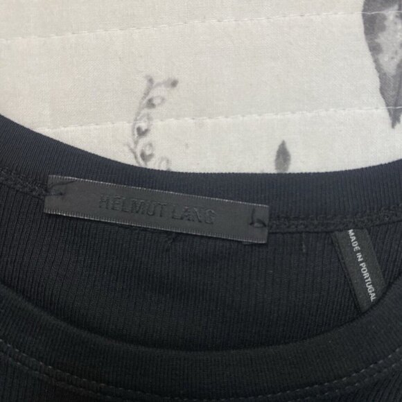 Helmut Lang Black Bodycon Rib Lacing Long Sleeve Dress Thumb Holes Medium - Picture 8 of 13